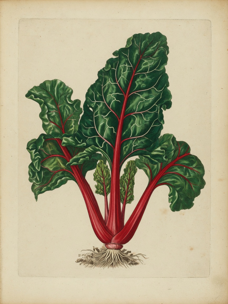 Swiss chard botanical plate